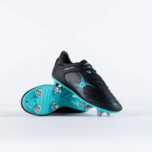 Gilbert Детски ръгби обувки Gilbert Unisex Kids' Rugby Boots - Black/Aq