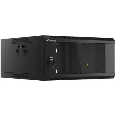 Lanberg Комуникационен шкаф, Lanberg rack cabinet 19" wall-mounted 4U 600 fast assembly (flat pack) black (WFFA-5604-10B)