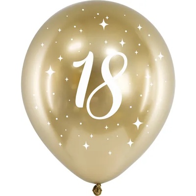 PartyDeco Латексови балони - златисти число 18 6 бр