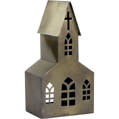 Chic Antique Kovová lucerna Antique Brass 35 cm, zlatá barva, kov