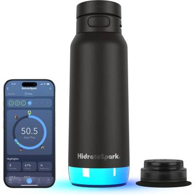 HidrateSpark PRO 2 - интелигентна бутилка със сламка, 950 мл, черна (HI-32S-02)