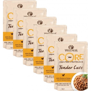 Wellness CORE Tender Cuts kura a kuracia pečeň 6 x 85 g