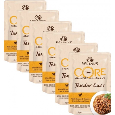 Wellness CORE Tender Cuts kura a kuracia pečeň 6 x 85 g