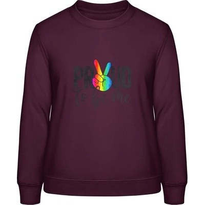 AWDis Sweat mikina s Nápisom Proud to be me purpurovočervená