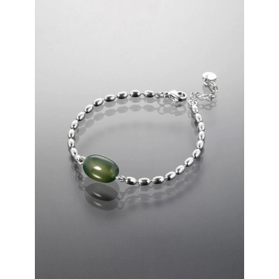 Prosperk náramek z oceli se zeleným korálkem S3917