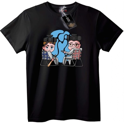 NOONEBRAND Тениска Карикатурно Противопоставяне - 2XL, Black