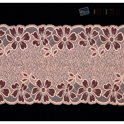 Elastická čipka ružová, 160 mm