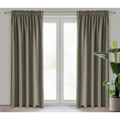 Eurofirany Záves 140x270 cm zatemňujúci polyesterový tmavobéžový na riasiacu pásku a tunel PARISA DESIGN91