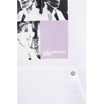 Karl Lagerfeld Jeans Памучен суичър Karl Lagerfeld Jeans в бяло с качулка с принт A3W20042 (A3W20042)