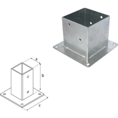 Domax šroubovací patka sloupku se čtvercovou základnou PSP 160 - 161 x 200 x 220 x 2.5 mm