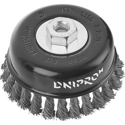 Kovový kartáč T125-V čelní kartáč, opletený drát, zesílený 125 mm Dnipro-M 49612000