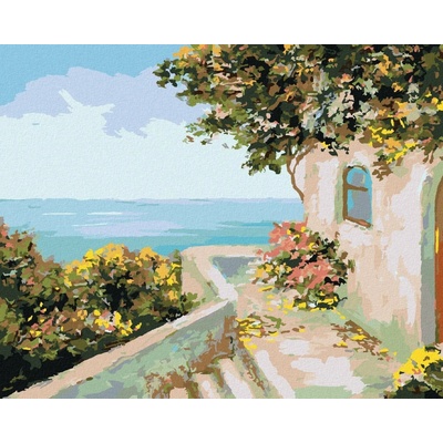 Zuty Malování Podle Čísel Domek U Moře 80 x 100 cm Plátno Rám