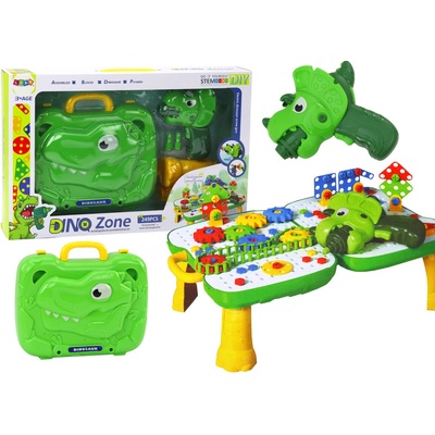 mamido Kufrík a stolík DIY sada skladačka kocky dinosaurus elektrický skrutkovač 249 ks