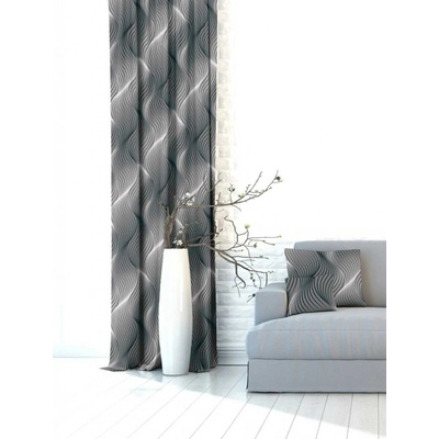 Záves dekoračný alebo látka, OXY Waves, sivý, 150 cm 150 cm