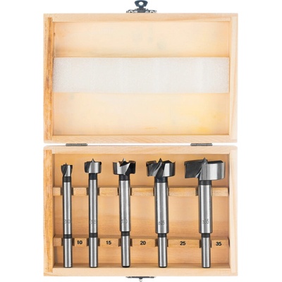 Sparta Свредла за дърво, 10-15-20-25-35 мм, 5 бр. , цилиндрична опашка, дървена кутия// Sparta