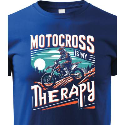Dětské tričko Motocross is my therapy Modrá Canvas tričko Bezvatriko.cz 2413