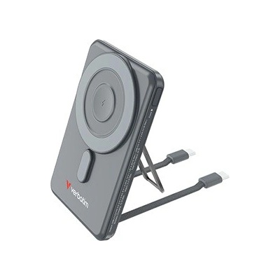 Verbatim, Power banka Charge , n, Go se dvěma kabely, 5V, nabíjení telefonu, 32251, 5 000mAh, magnetické připevnění, šedá (32251)