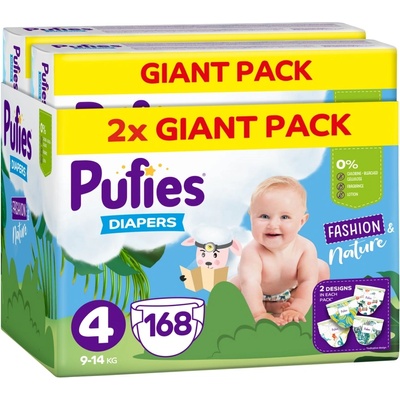 pufies Бебешки пелени Pufies Sensitive - Размер 4, 168 броя, 9-14 kg, Giant Pack (54000215)