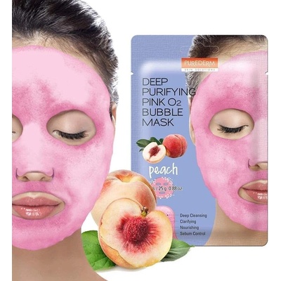 Purederm Корейска козметика дълбоко почистваща кислородна маска за лице с праскова и комплекс от 10 хидратиращи суперхрани (78977-99)