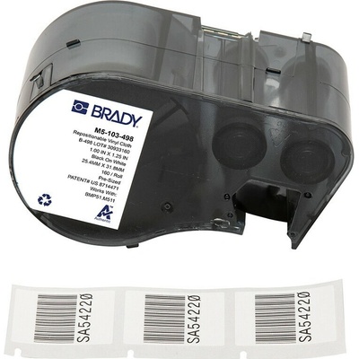 Brady M5-103-498 / 170926, 25.40 mm, Vinyl, čierna tlač / biely podklad
