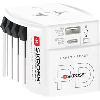 SKROSS Адаптер SKROSS AC45PD, USB-A, USB-C, 1.302975, World, Бял (SKROSS-1302975)