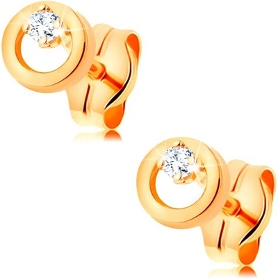 Šperky eshop náušnice ze žlutého zlata zářivý čirý diamant v malém lesklém kroužku BT501.35