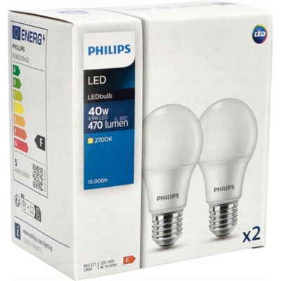 Philips 8719514471078 LED sada žiaroviek 2-set 4,9W E27 470 lm 2700K