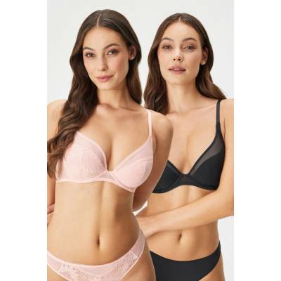 Dorina 2PACK podprsenka Lincoln vystužená Plunge ružová-čierna