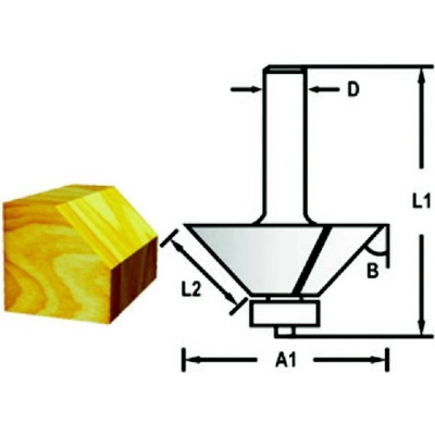 Fazetová/hranová fréza s ložiskem stopka 6mm, 25,4x11x51mm, Makita D-48658