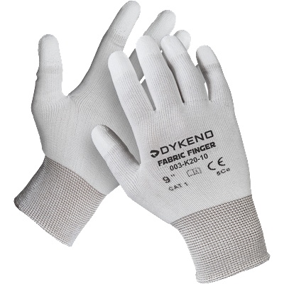 DYKENO fabric finger 003-k20 / Ръкавици с текстилно покритие - бели 8 (003-k20-08)