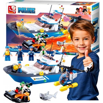 Sluban B0657 Policie Loď vrtulník a zloděj v člunu