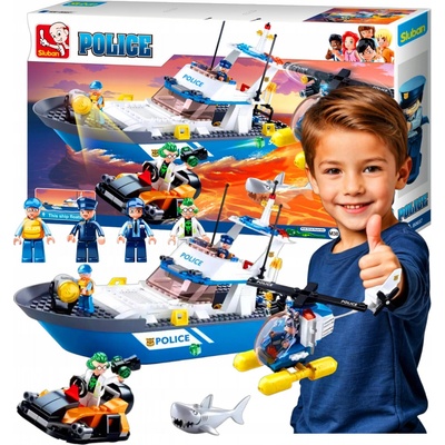 Sluban B0657 Policie Loď vrtulník a zloděj v člunu