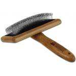 Bamboo Groom Soft Slicker Brush with Stainless Steel & Comfort Pins L - бамбукова четка с ъглови метални бодлички за всеки тип козина, за големи кучета, размер L: 12 см ширина х 6 см височина BGSLLG