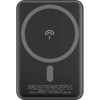 Dudao Magnetic Wireless Power Bank 5000 mAh 10W - безжична преносима външна батерия с USB-C вход за iPhone с Magsafe (черен)