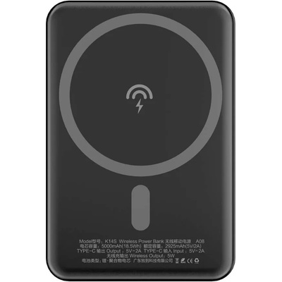 Dudao Magnetic Wireless Power Bank 5000 mAh 10W - безжична преносима външна батерия с USB-C вход за iPhone с Magsafe (черен)