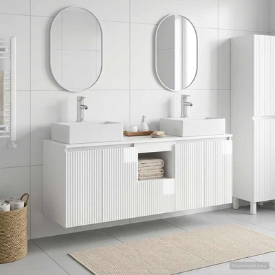 vidaXL Комплект шкафове за баня 3 бр. Бял гланц 49, 5 x 41 x 62, 5 см (3405651)