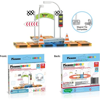 Picasso Tiles dopravní značky a samolepky (18 ks)