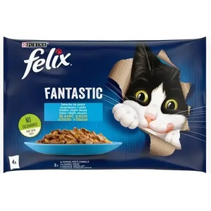 FELIX Fantastic® грил в желе с вкус на сьомга мултиопаковка за котки 4x85g