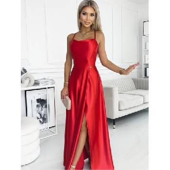 Numoco Сатенена дълга рокля с изрязан гръб - червена Numoco PERLA numoco | Cherven | ЖЕНИ | L