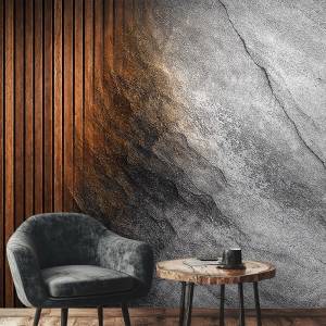 Art Gift Decor Фототапет дърво и бетон с изгорен ефект - индустриален дизайн за модерна стена