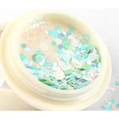 Конфети за декорация на нокти, тюркоаз и бели (de2188)