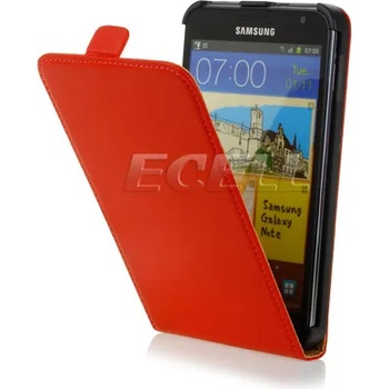 Image 1 of Samsung Galaxy Note i9220 Flip2 Кожен Калъф Червен + Протектор