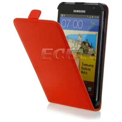 Samsung Galaxy Note i9220 Flip2 Кожен Калъф Червен + Протектор