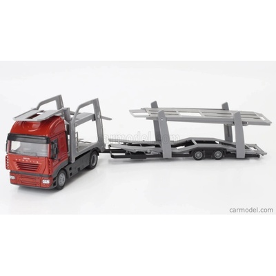 Newray Iveco fiat Stralis 540 Truck Car Transporter 2009 Červená Šedá 1:43