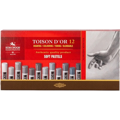 Koh-I-Noor Toison Soft Pastels Sada suchých pastelov greys 12 ks