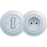 Reblig - Ретро еднополюсен ключ №1 и розетка 230 V с рамка в синьо (RG0026D)