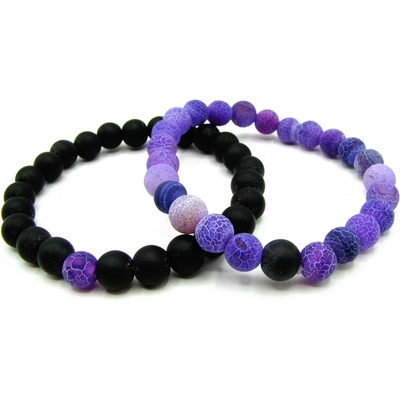 Steel Jewelry Náramky pro páry fialový a černý z přírodních kamenů NR250107