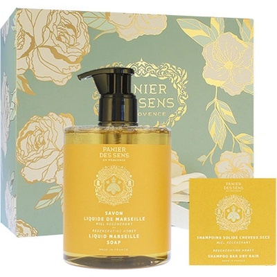 Panier Des Sens Regenerating Honey tekuté mýdlo 500 ml + tuhý šampon pro suché vlasy 75 g dárková sada
