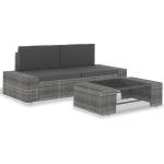 vidaXL Градински комплект за отдих, 3 части, полиратан, сив (49527)