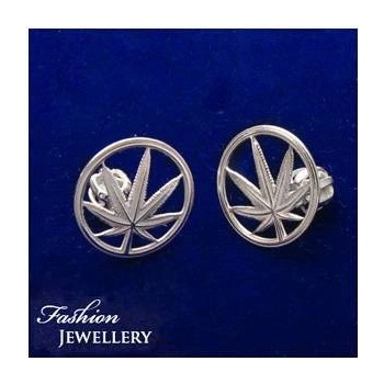 Klenotyn strieborné náušnice Marihuana KM14